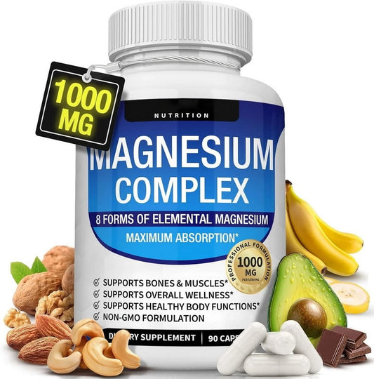 Magnesium Complex -8 Elemental Magnesium,1000Mg Glycinate, Citrate, Malate, Taurate